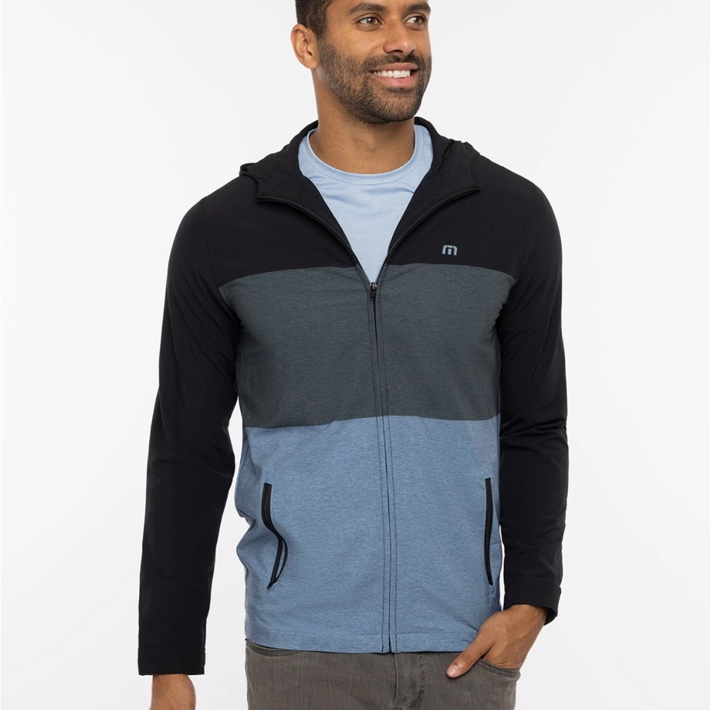 Travis Matthew “fish house” heather Aegean full zip hoodie.